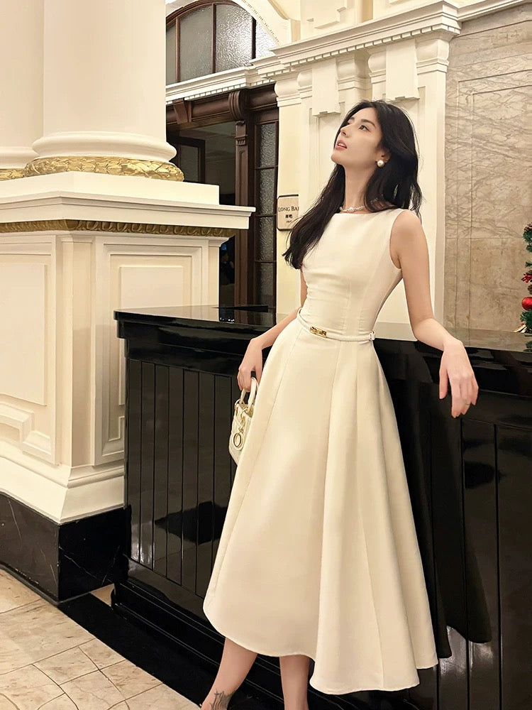 Pretty A Line Scoop Neckline White Ankle Length Evening Dress Prom Dresses SD2831