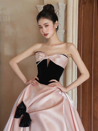Sexy Ball Gown Sweetheart Neckline Pink Satin Evening Dress Prom Dresses SD2857