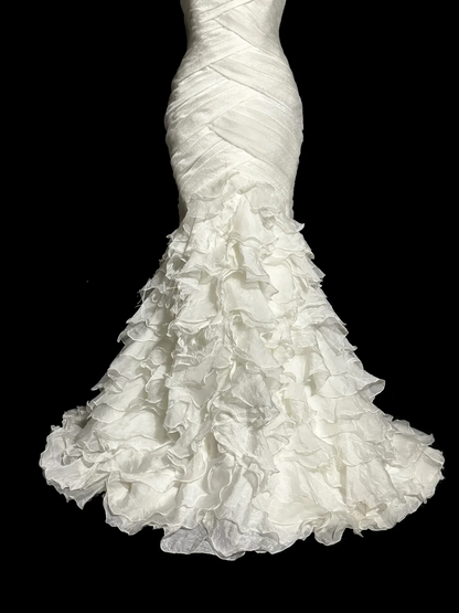Classy Mermaid Sweetheart Tulle Ivory Long Wedding Dress Bridal Dresses SD2946