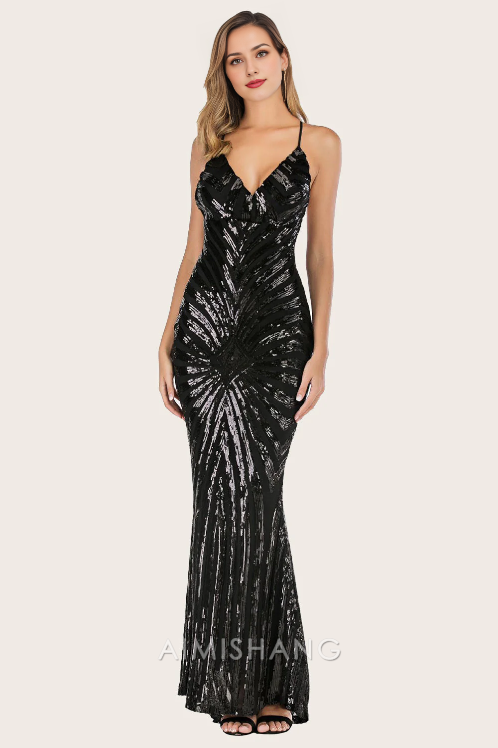 Aimishang Sexy Sheath V-neck Long Prom Dresses Charming Evening Party Dress Formal Dress