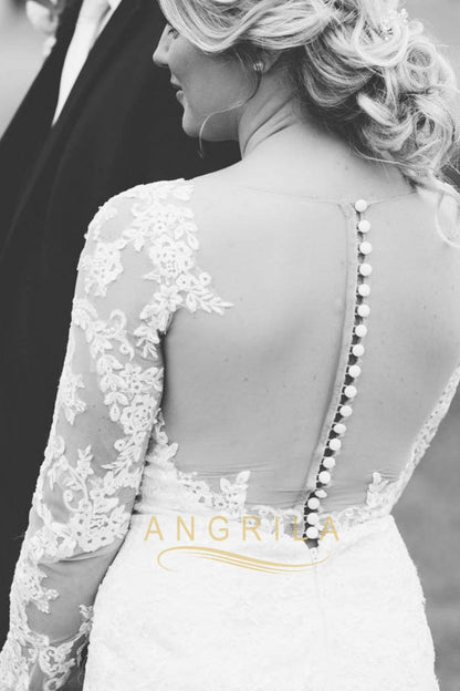 Sleek Trumpet/Mermaid Long Sleeves Lace Wedding Dresses