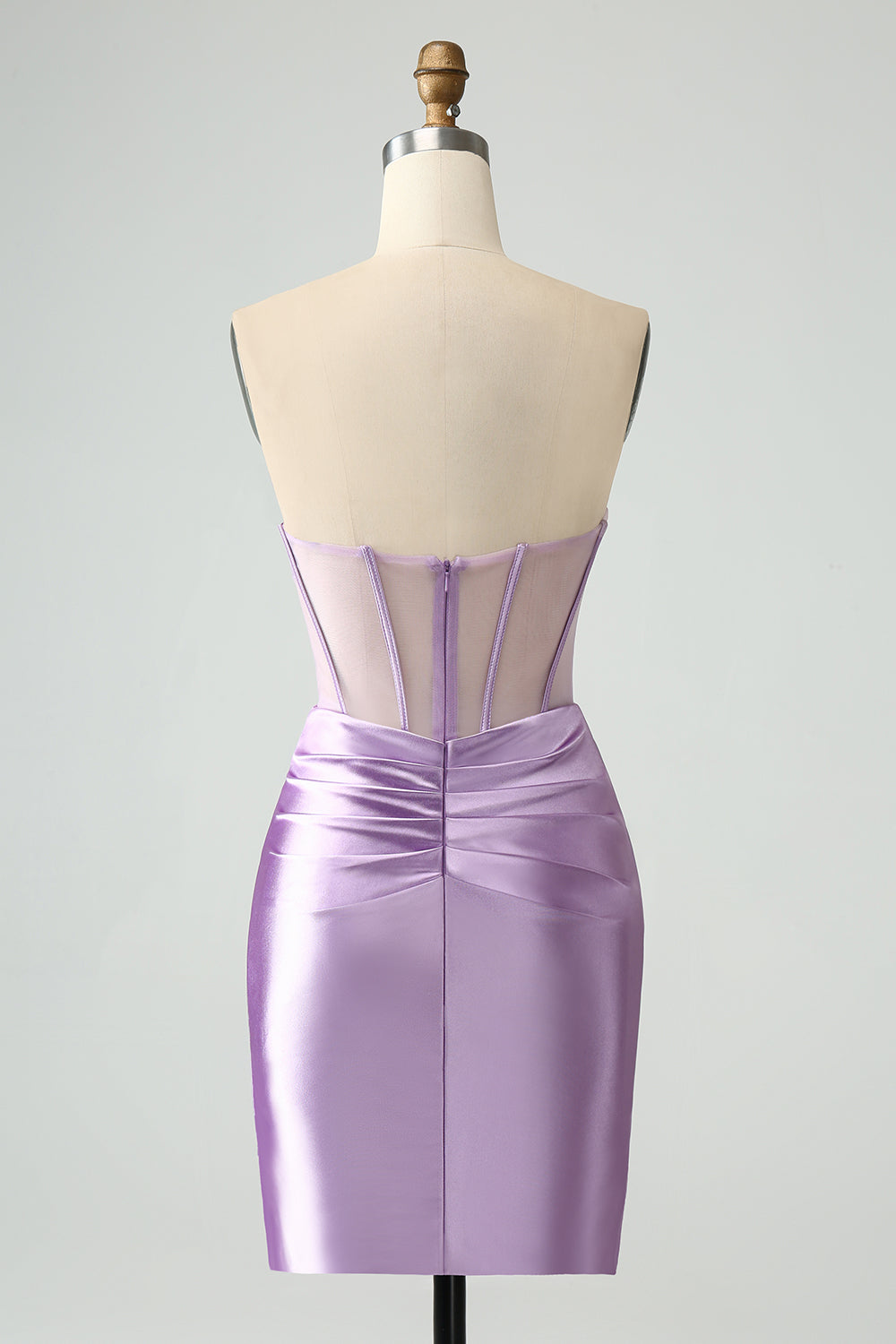 Strapless Sheer Bodice Mini Cocktail Dress in Emerald Green
