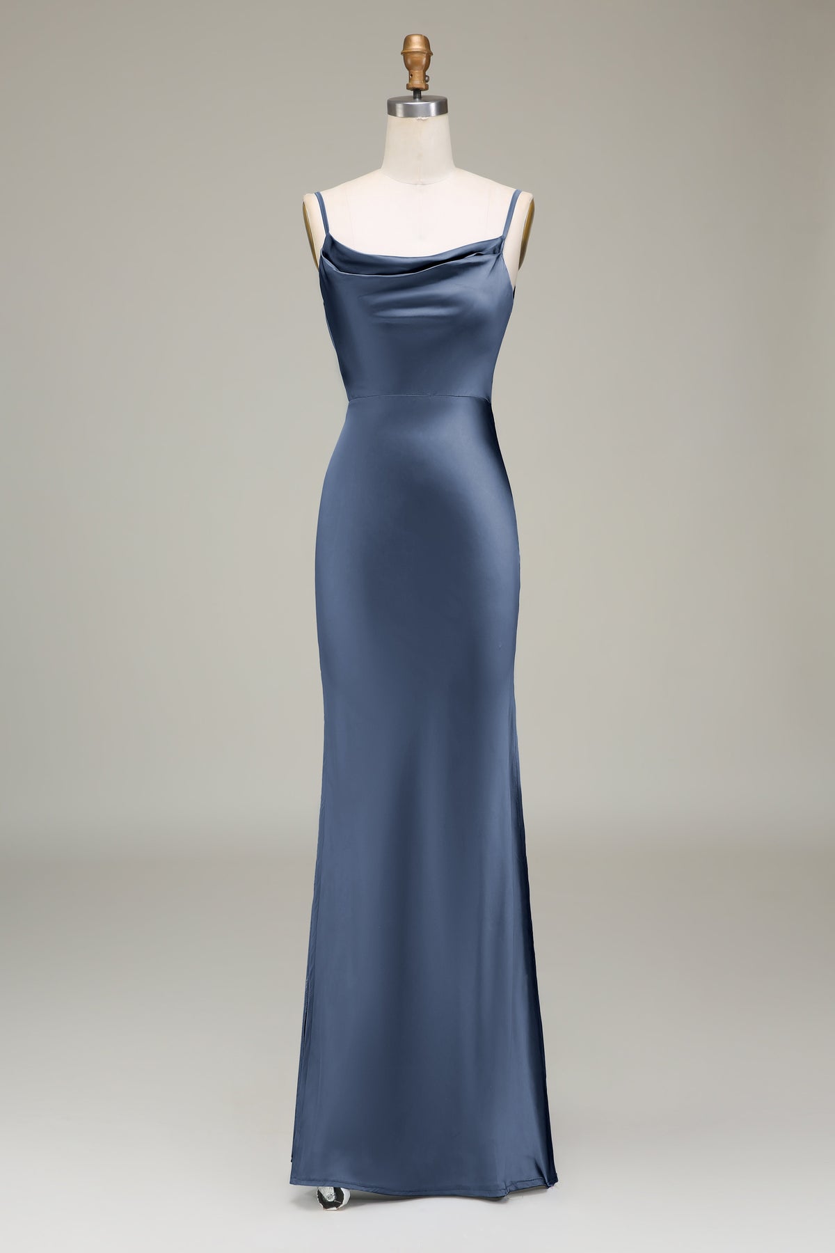 Cowl Neck and Back Maxi Dress in Dusty Blue