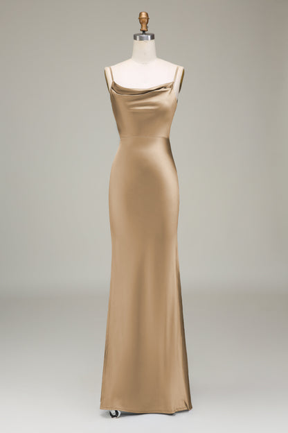 Cowl Neck and Back Maxi Dress in Dusty Blue