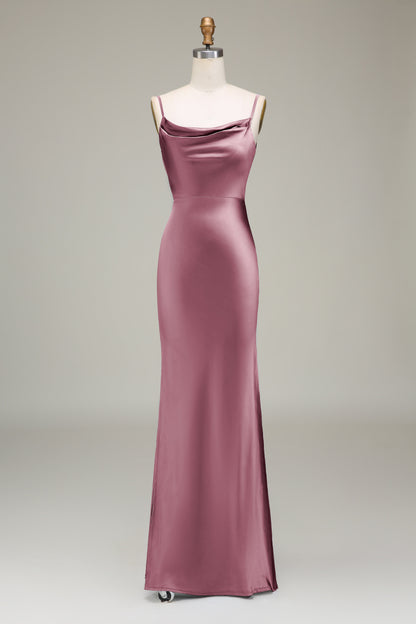 Cowl Neck and Back Maxi Dress in Dusty Blue