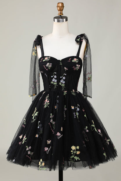 Floral Embroidery Sweetheart A-Line Short Party Dress