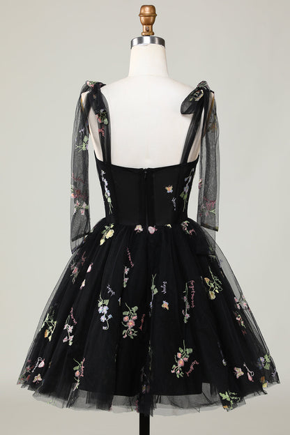 Floral Embroidery Sweetheart A-Line Short Party Dress