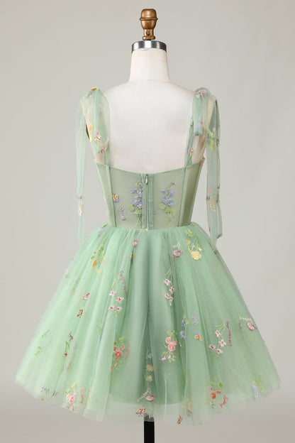 Floral Embroidery Sweetheart A-Line Short Party Dress