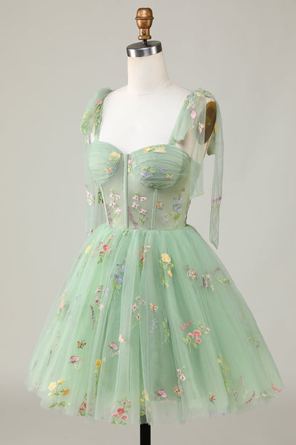 Floral Embroidery Sweetheart A-Line Short Party Dress