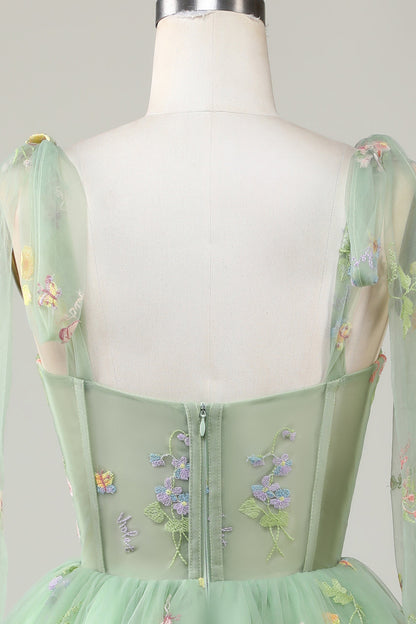 Floral Embroidery Sweetheart A-Line Short Party Dress