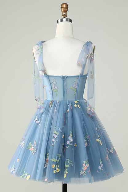 Floral Embroidery Sweetheart A-Line Short Party Dress