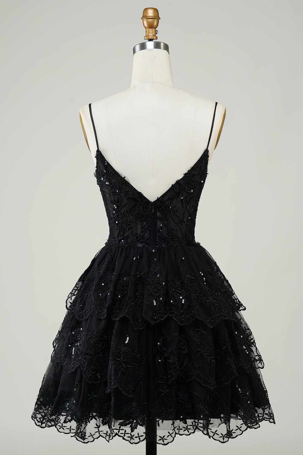 Glitter Lace Corset Ruffle Tiered Short Homecoming Dress