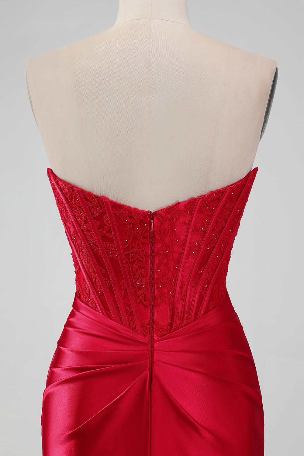Strapless Lace Ruched Bodycon Short Homecoming Dress