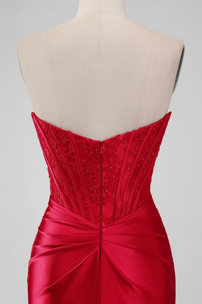 Strapless Lace Ruched Bodycon Short Homecoming Dress