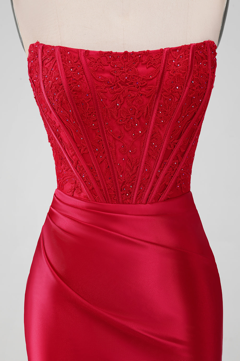 Strapless Lace Ruched Bodycon Short Homecoming Dress