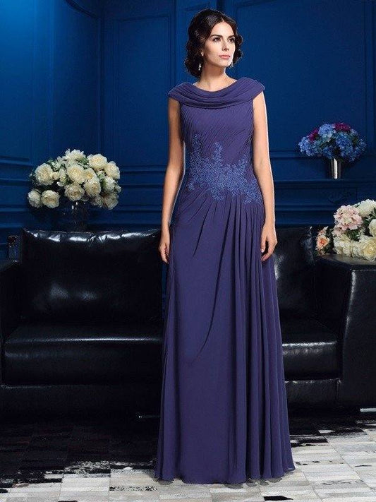 A-Line/Princess Pleats Sleeveless Long Chiffon Mother of the Bride Dresses - RongMoon