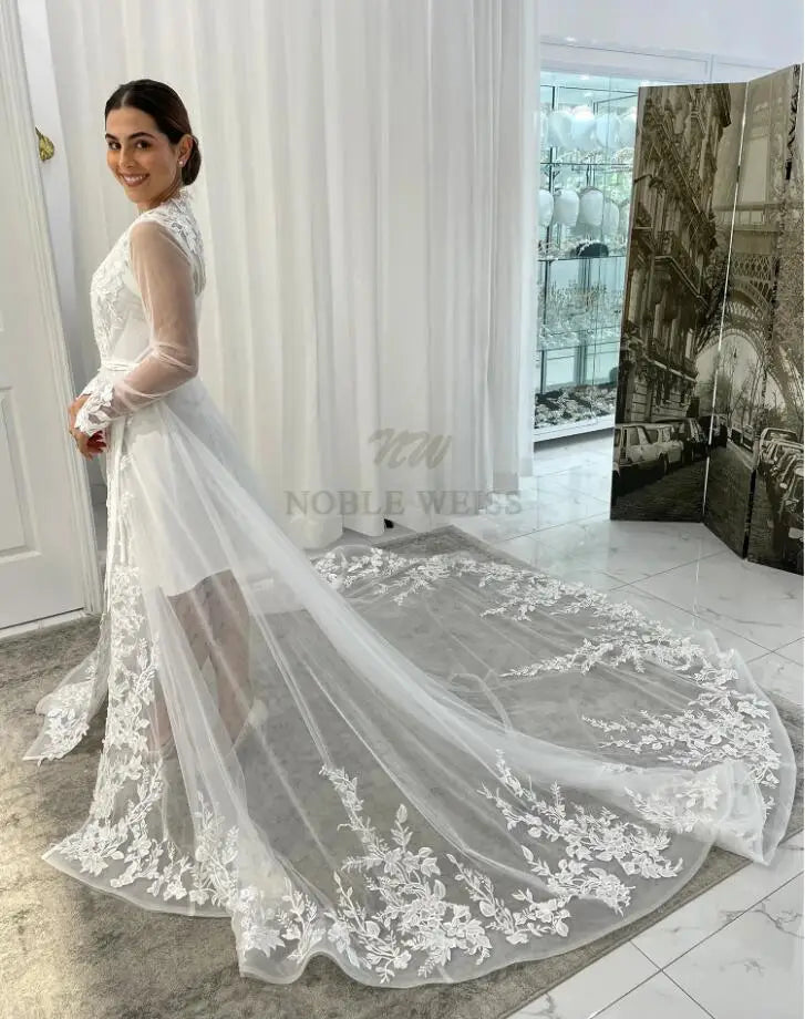 Appliques Long Sleeve Bridal Jacket Elegant Wedding Bolero Shawl Coat