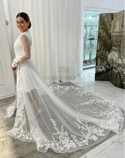 Appliques Long Sleeve Bridal Jacket Elegant Wedding Bolero Shawl Coat