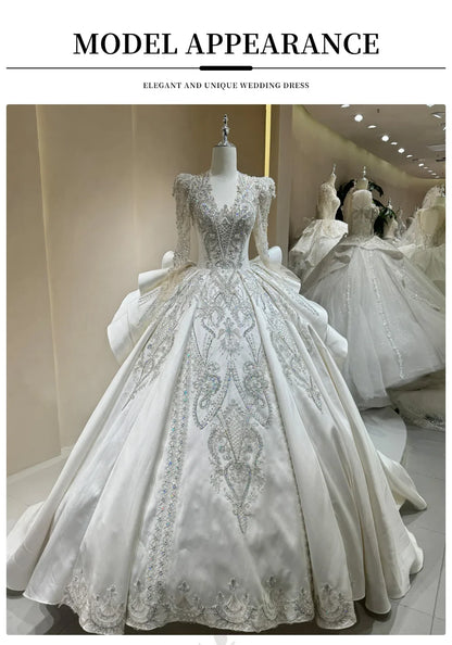 Luxurious Wedding Gown For Women Customized Satin Design
