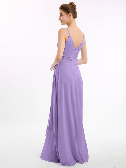 Spaghetti Strap Chiffon Dresses with Sash Bow-Tahiti