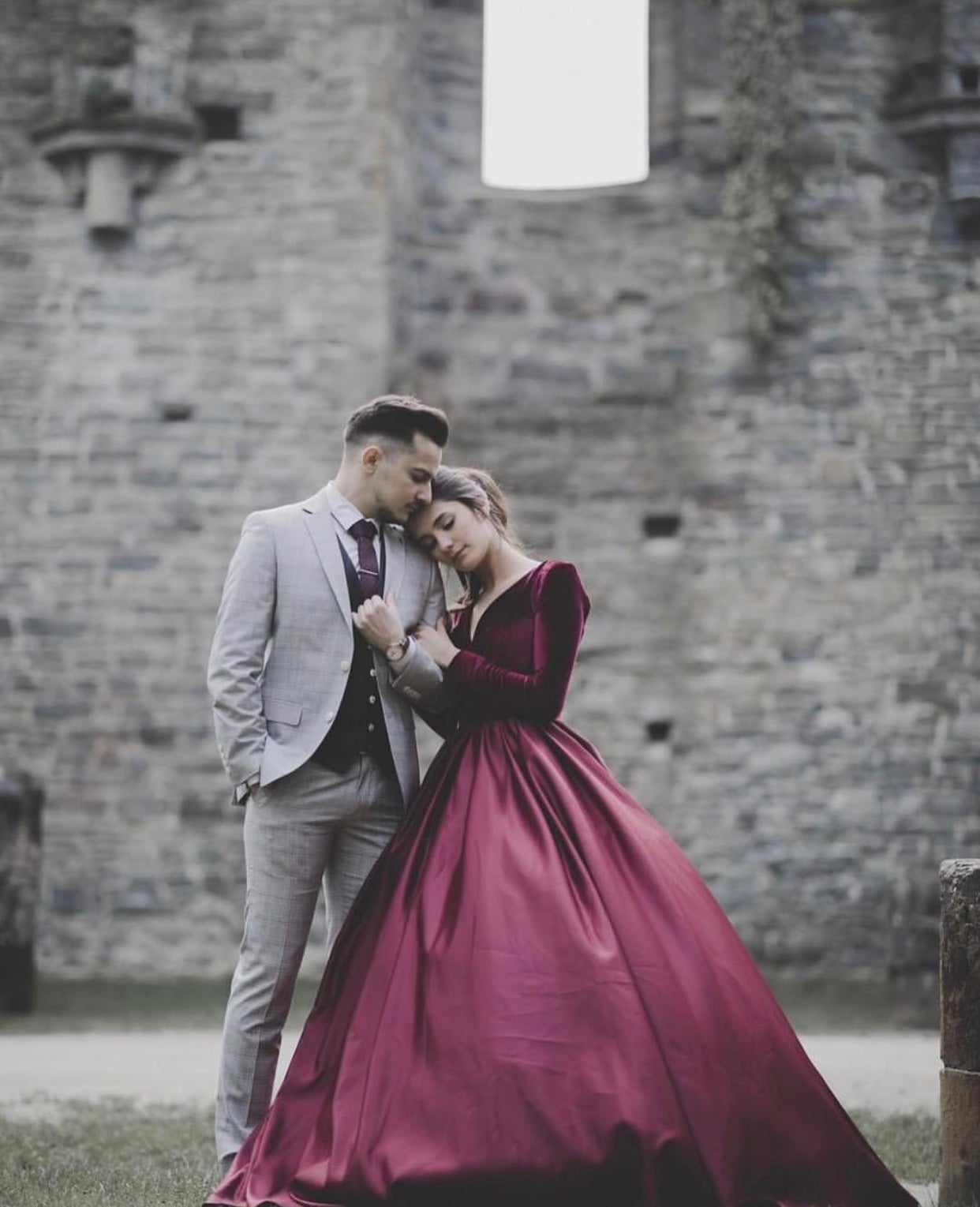 Satin Wedding Ball Gown Dress With Velvet Long Sleeves