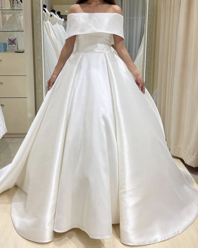Elegant Satin Wedding Dresses Off Shoulder
