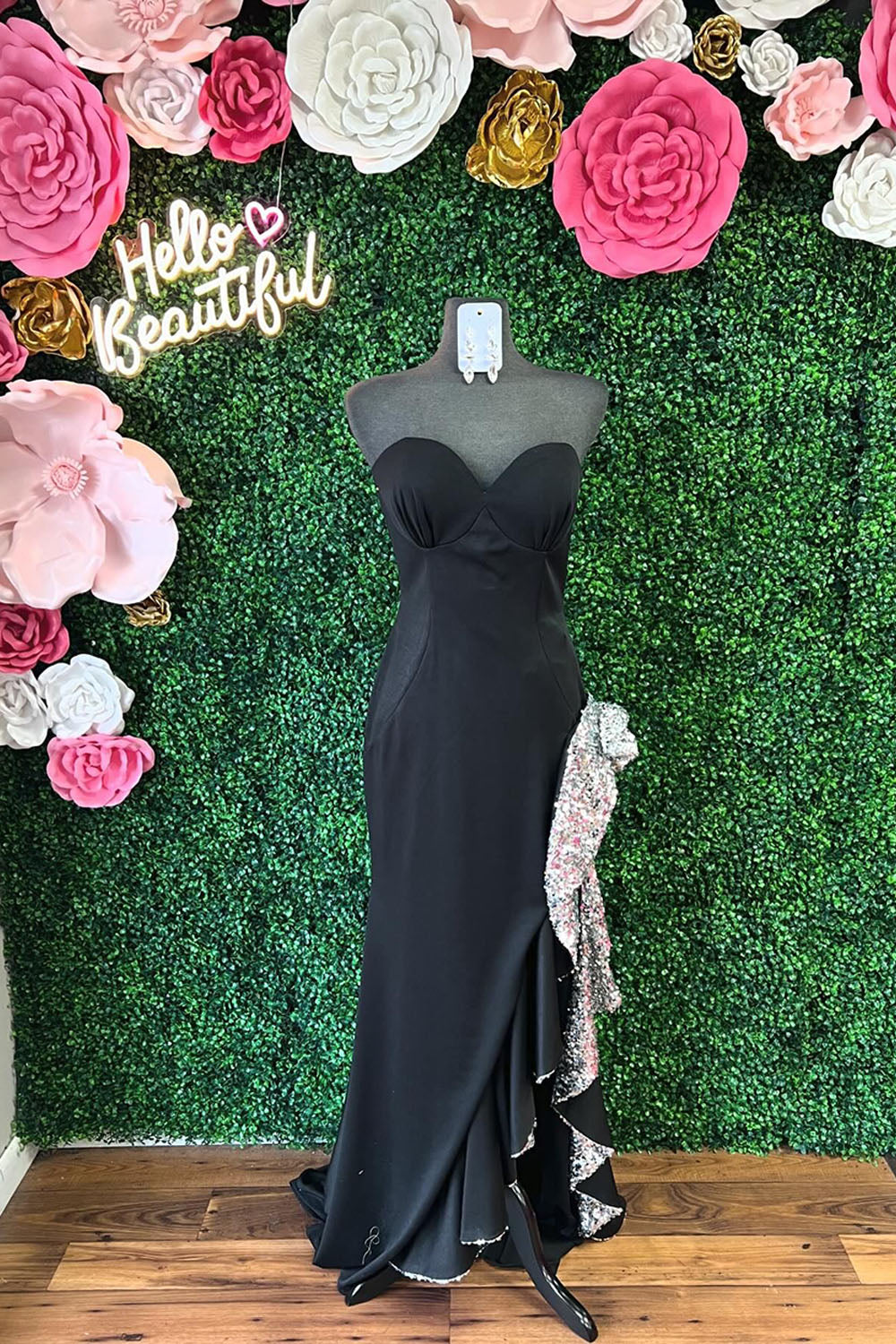 Satin Sweetheart Sheath Long Prom Dress with Ruffles
