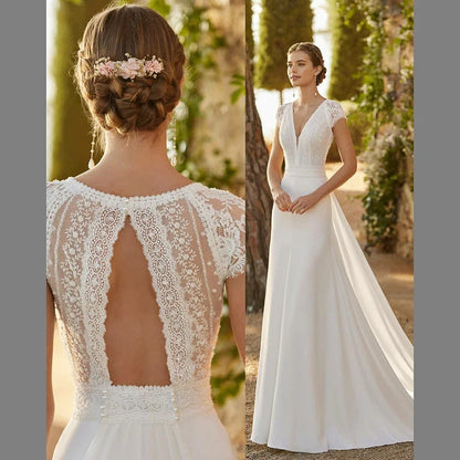 BIAOFEI Customized Ladies Lace Satin Mermaid Wedding Dresses