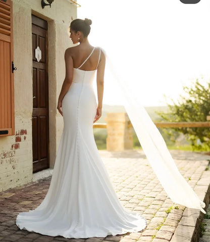 Wedding Dress Customize To Measures A_Line Mermaid Sleeveless Elegant Gowns