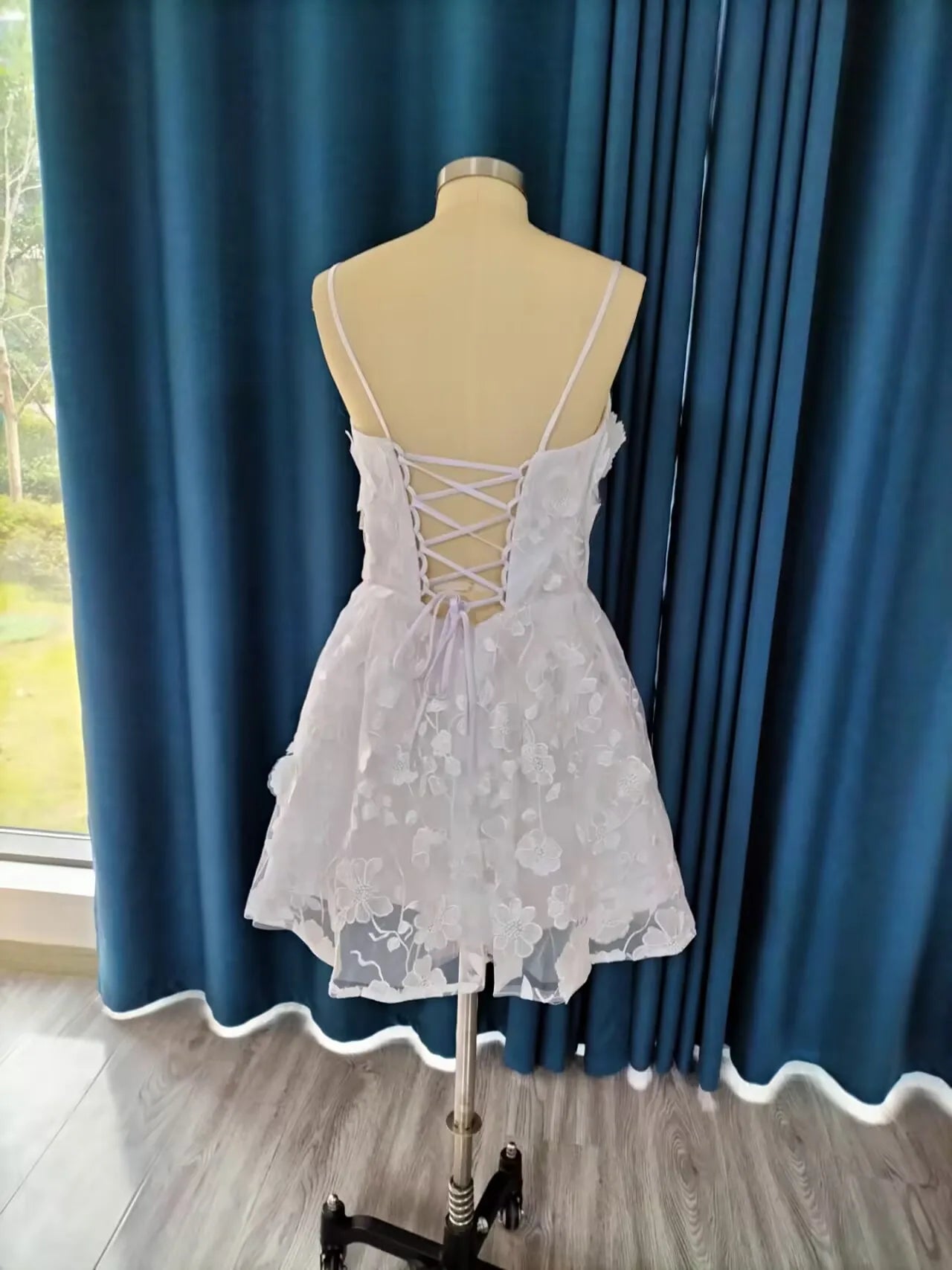 CLcaojun Lace Applique Short Wedding Dress A-line Mini Bridal