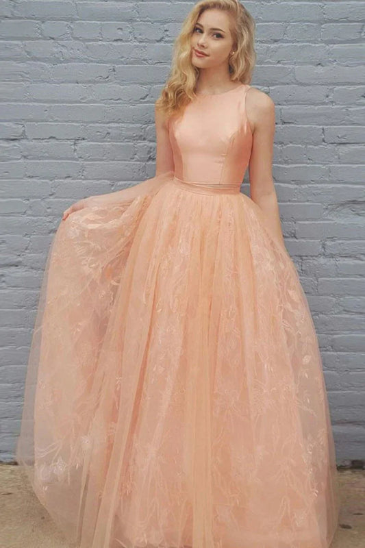 Aimishang Two Piece Lace Prom Dresses Scoop Neckling Elegant Evening Dresses