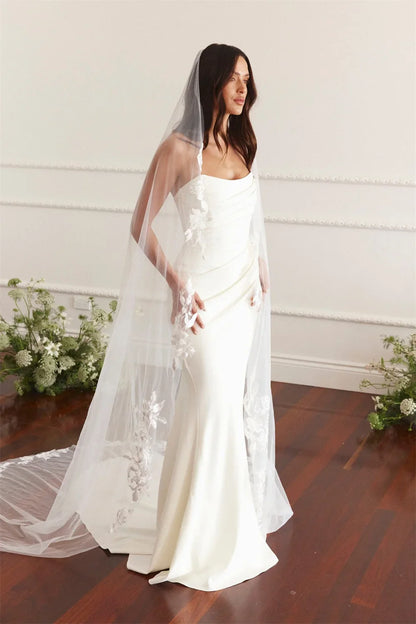 Kyoto White Strapless Mermaid Wedding Dress Pleated Formal
