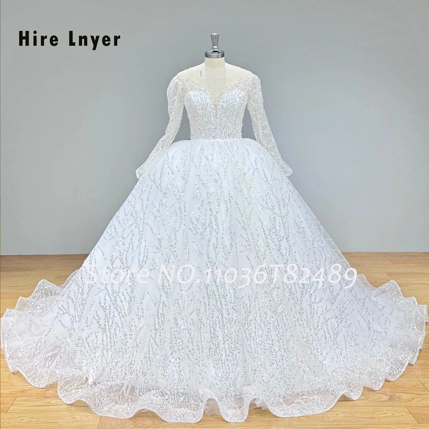 Classic Wedding Dresses with Long Sleeve Backless Beading Lace Gowns