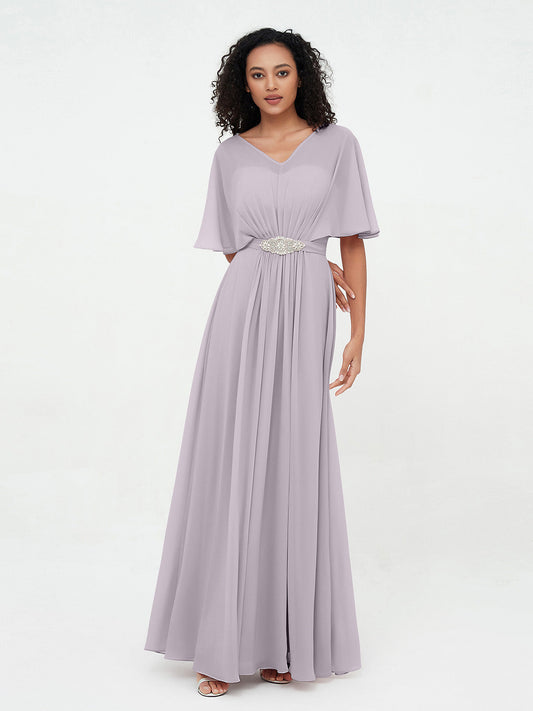 Illusion Sweetheart Neck Chiffon Max Dresses-Dusk