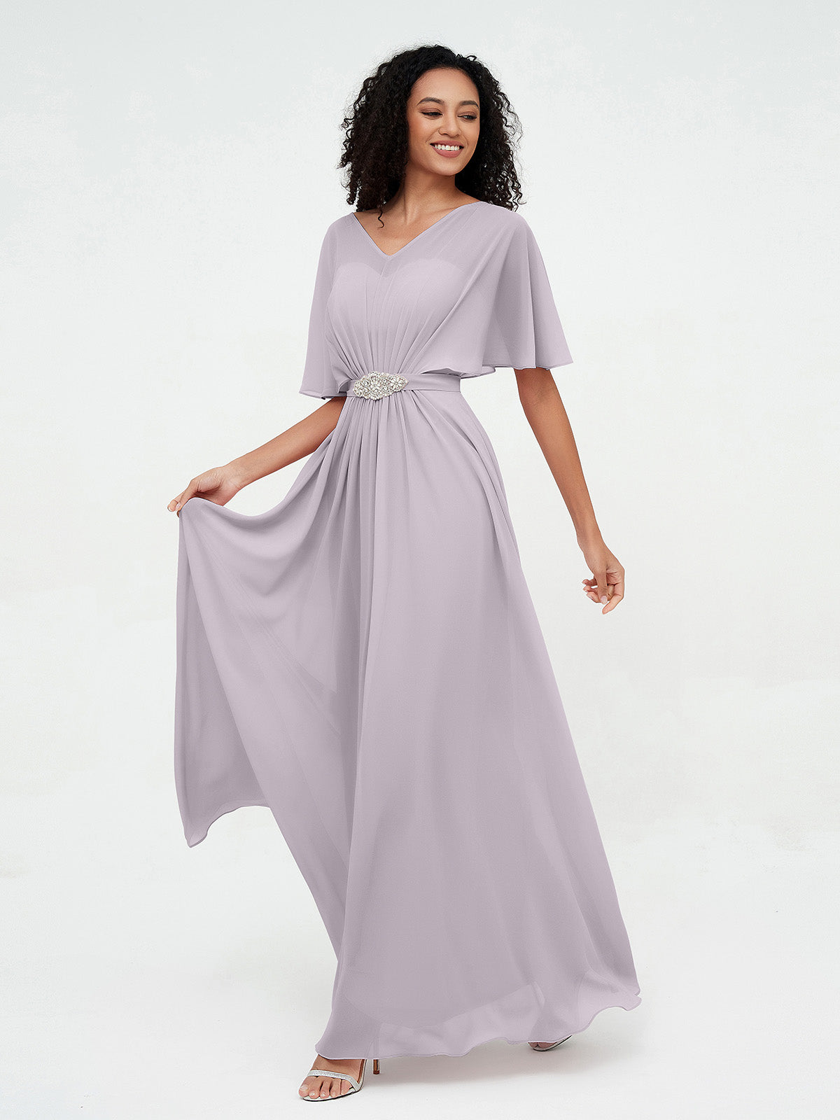Illusion Sweetheart Neck Chiffon Max Dresses-Dusk