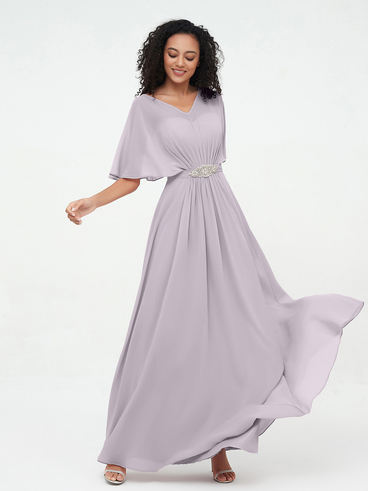 Illusion Sweetheart Neck Chiffon Max Dresses-Dusk