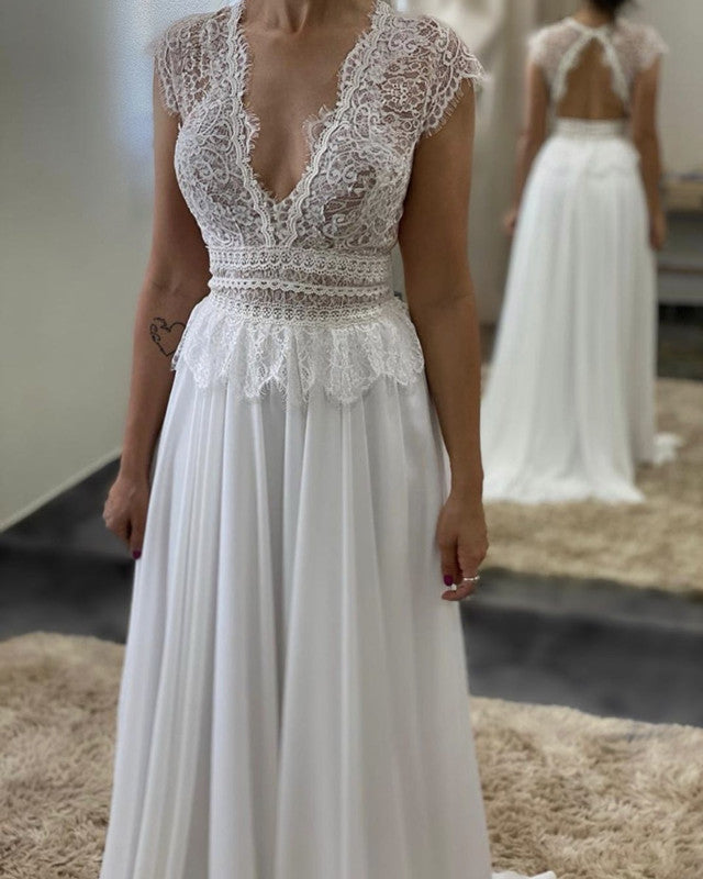 Sexy Boho Wedding Dresses Lace Open Back