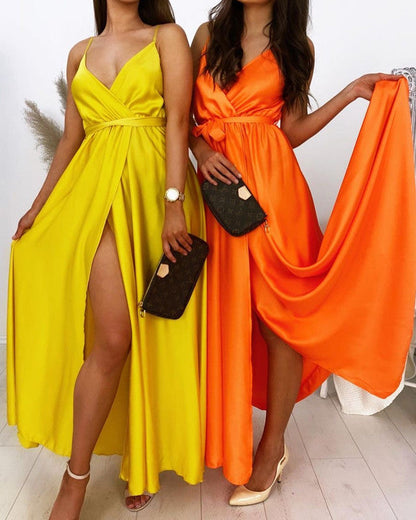 Beach Bridesmaid Dresses Long Satin Split