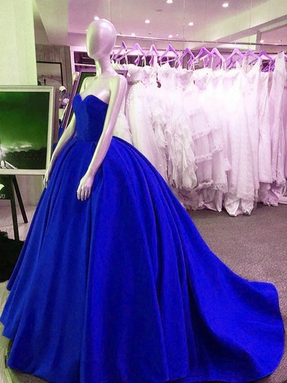 Sexy Sweetheart Long Satin Wedding Dresses Ball Gowns