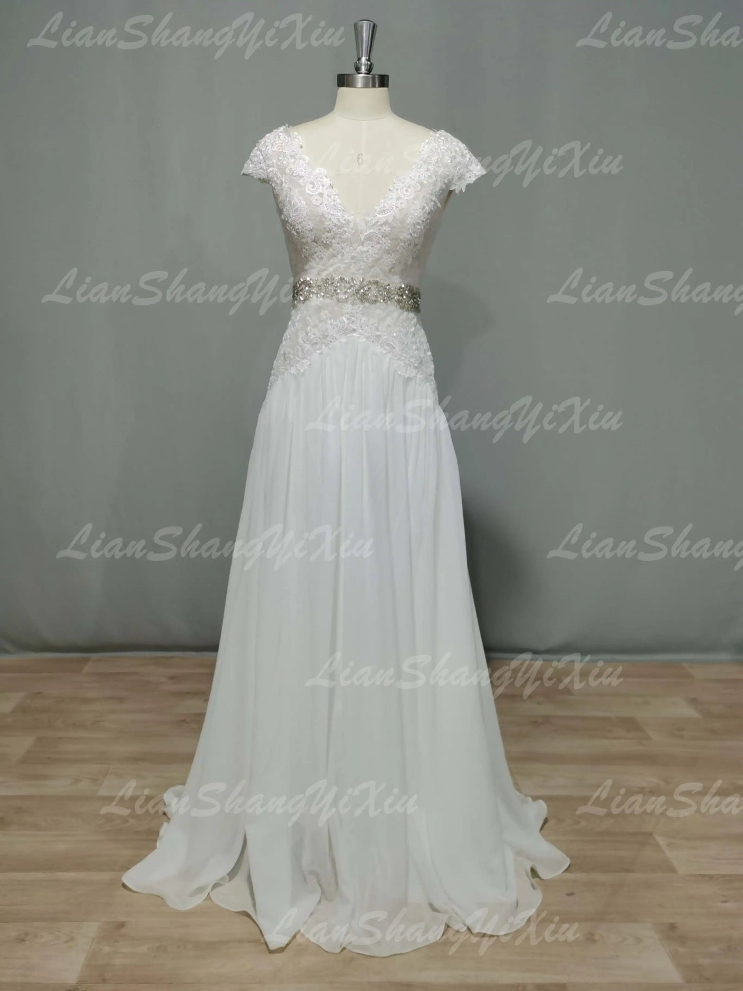 Boho V Neck Wedding Dresses Chiffon Bohemian Gowns Elegant A Line Customized