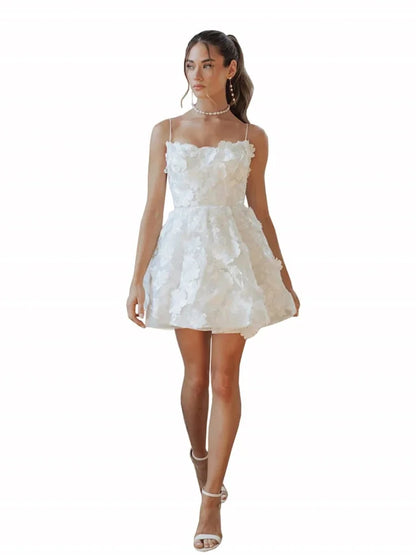 CLcaojun Lace Applique Short Wedding Dress A-line Mini Bridal