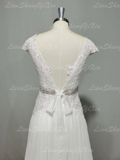 Boho V Neck Wedding Dresses Chiffon Bohemian Gowns Elegant A Line Customized
