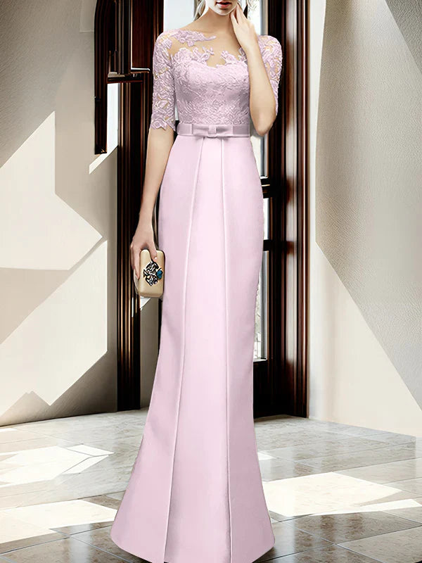 Sheath/column hallucination collar to floor length, mother of the bride dress