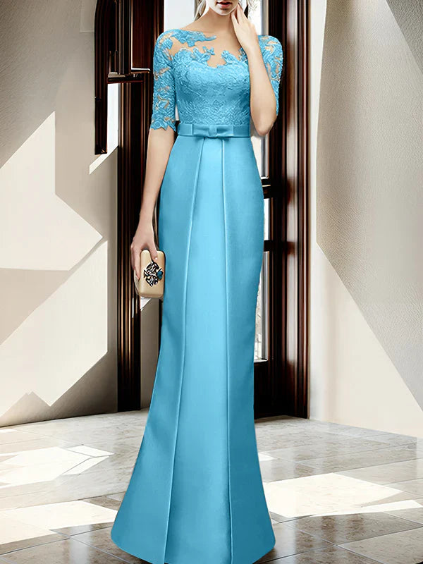 Sheath/column hallucination collar to floor length, mother of the bride dress