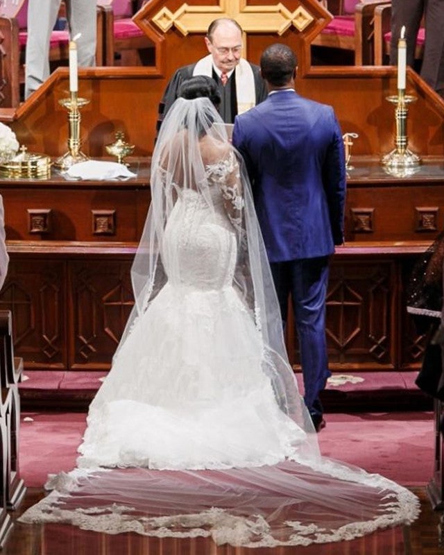 Sheer Lace Long Sleeves Tulle Mermaid Wedding Dresses Off The Shoulder