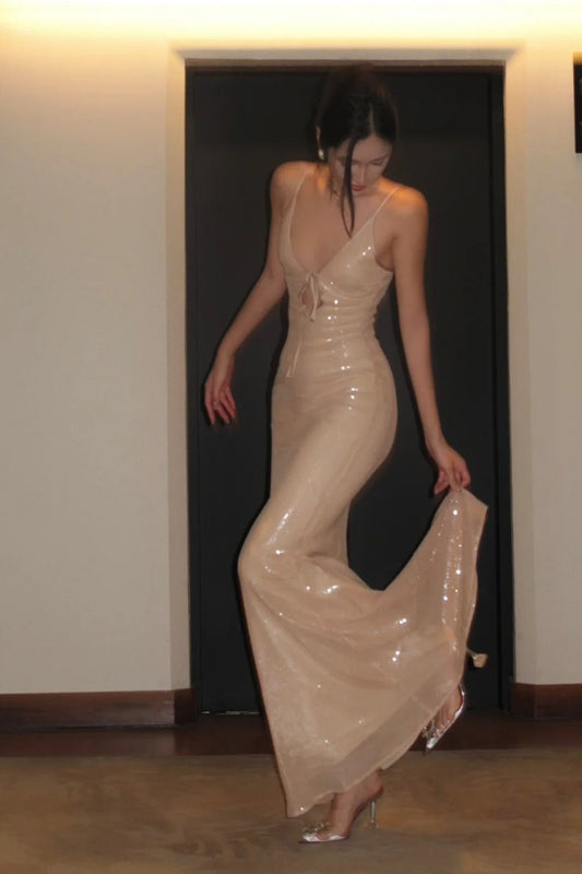 Shiny, simple, elegant long gown gh6810