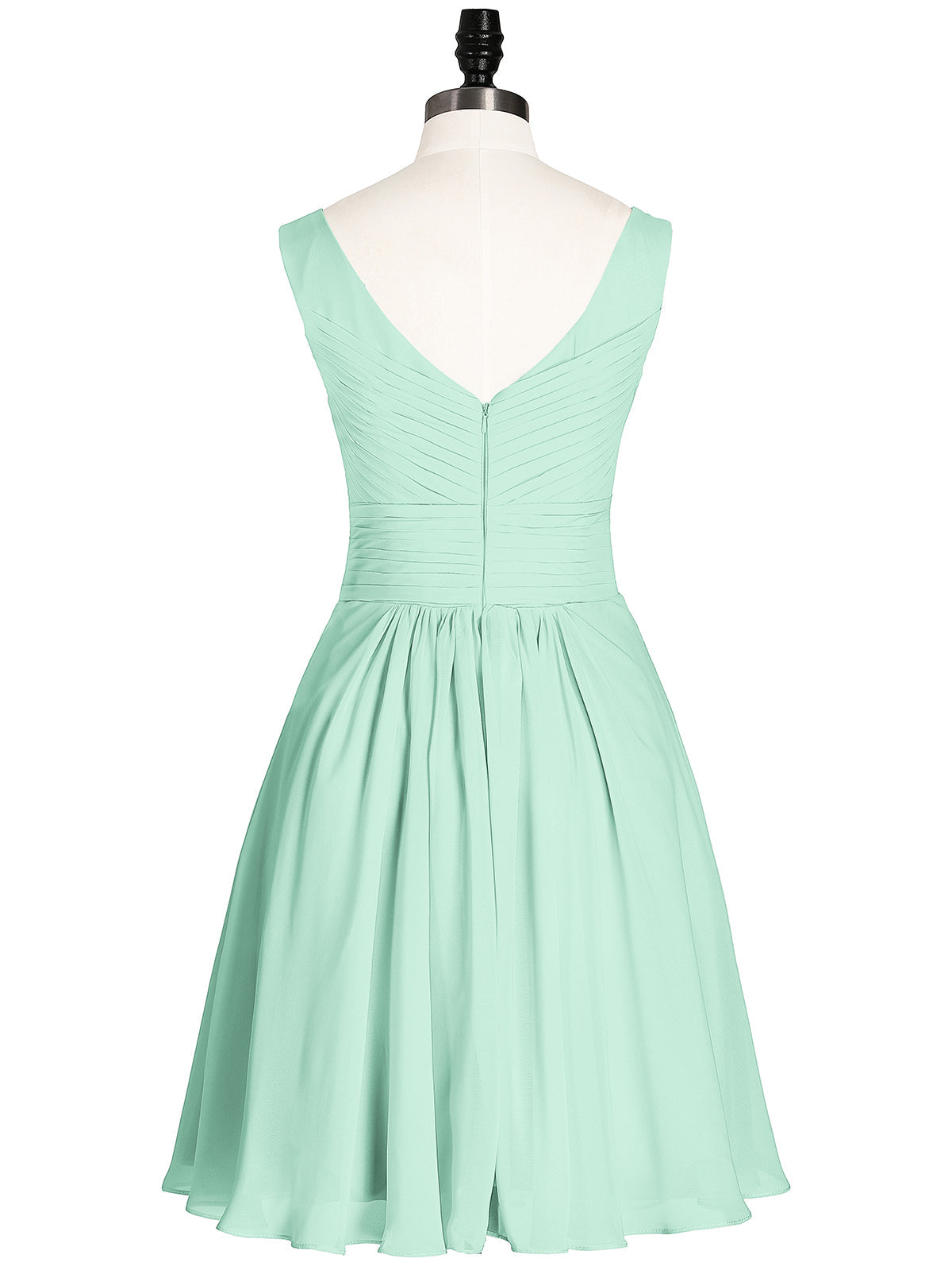 V Neck Chiffon Short Bridesmaid Dresses-Mint Green