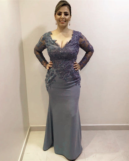 Mermaid V Neck Bridesmaid Dresses Lace Sleeves