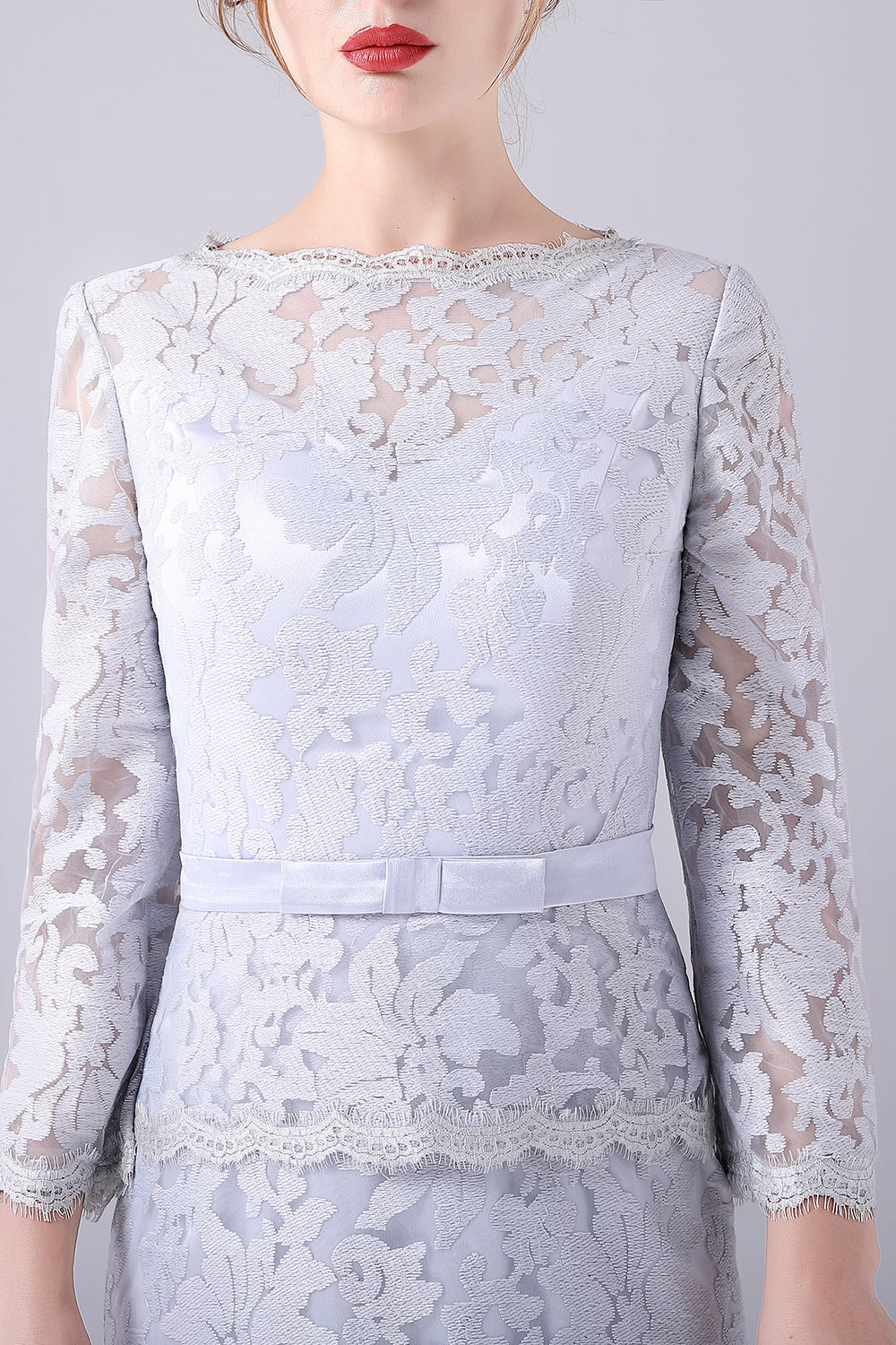 Lace Sheath Long Sleeves Floor Length Mother of the Bride Dress