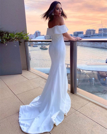 Simple Mermaid Wedding Dress Off The Shoulder